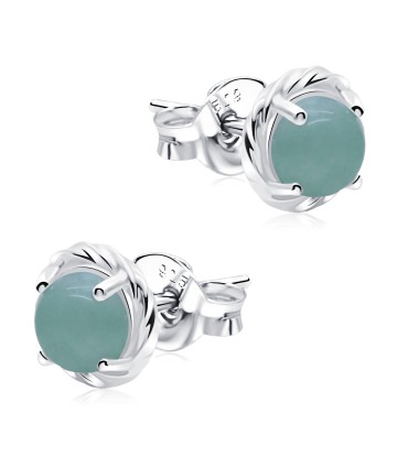 Green Quartz Stone Silver Ear Stud STS-5335